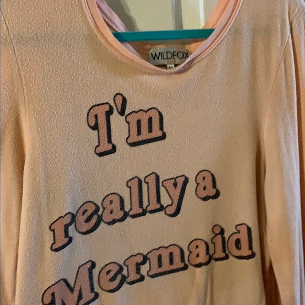 Rare Vintage Wildfox Couture "I’m really a mermaid" Sweater, Light Pink, Medium - Picture 2 of 2